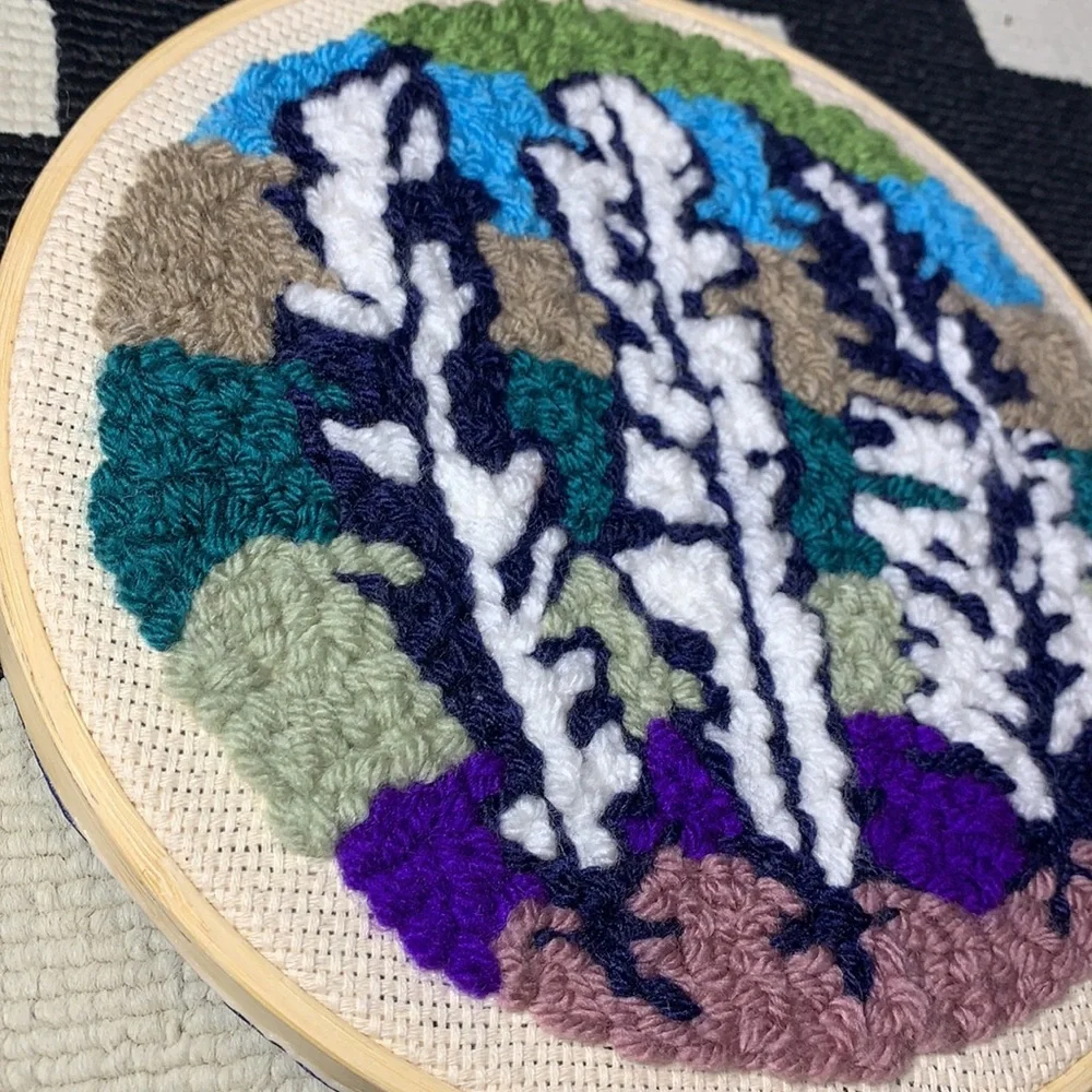 Feather, punch needle, wall art!!